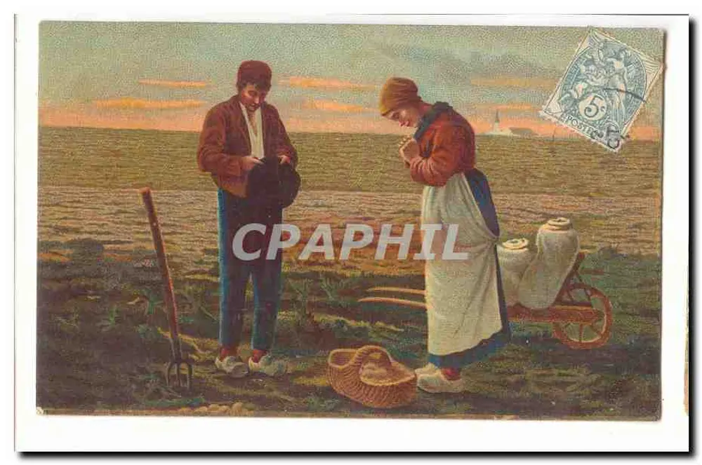 Cena campestre — Camponês e mulher no campo — editor não visível - Frente