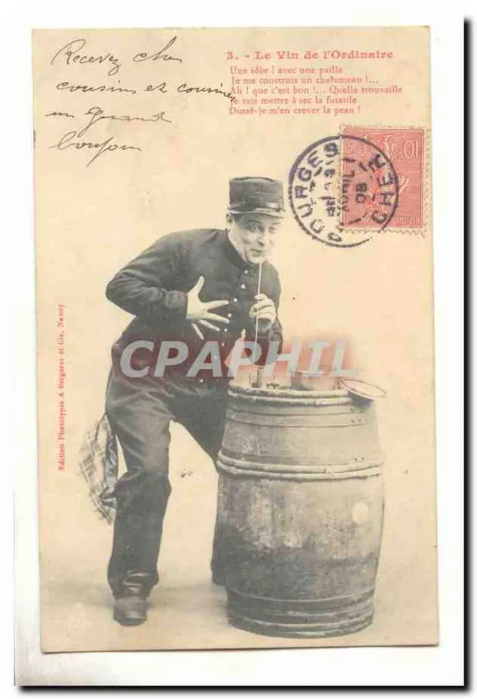 Soldat, der gewöhnlichen Wein trinkt — Edition Phantotype & Bergeret et Cie, Nancy - Vorderseite