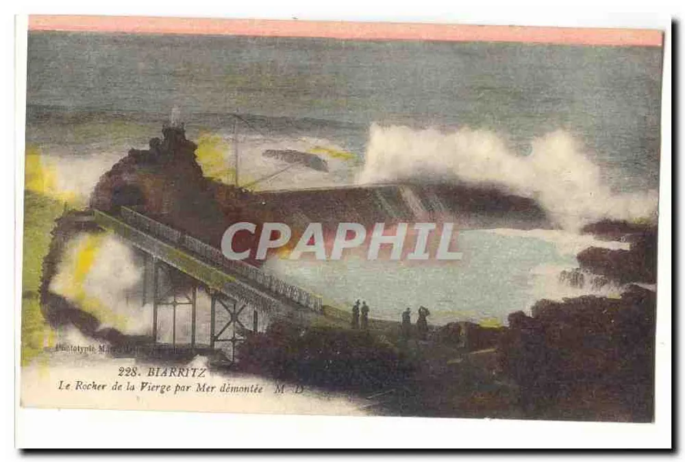 Der Rocher de la Pierge in Biarritz — abgerissen — Phototypie Marcel D. - Vorderseite