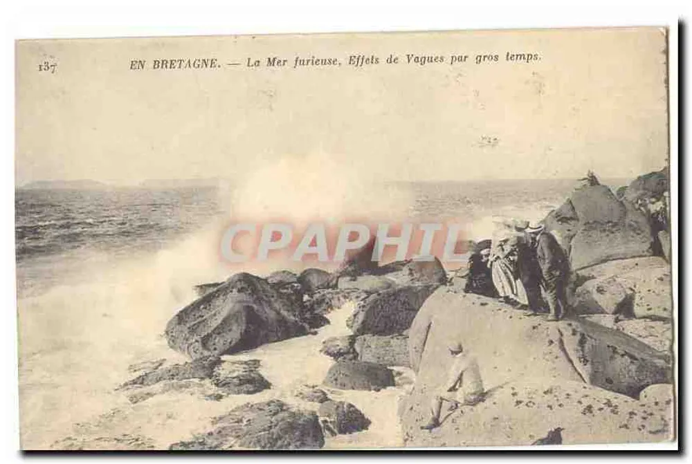 In der Bretagne — Die wütende See, Effekte von Wellen bei stürmischem Wetter - Vorderseite
