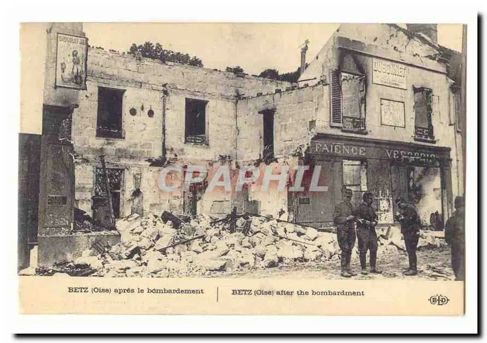 Betz (Oise) após o bombardeio — editor EID - Frente