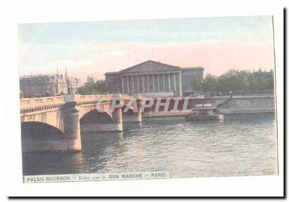 Palais Bourbon — uitzicht over de brug en de Seine — uitgave door Bon Marché — Parijs - Voorkant
