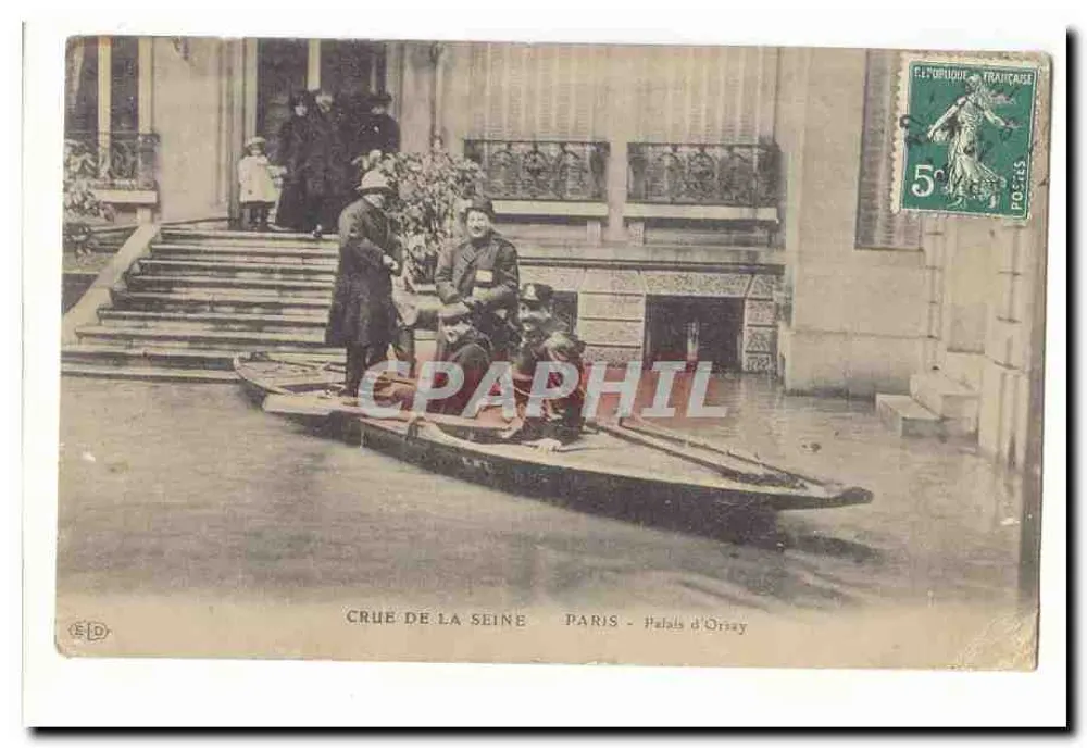 Flut der Seine — Paris - Palais d'Orsay - Vorderseite
