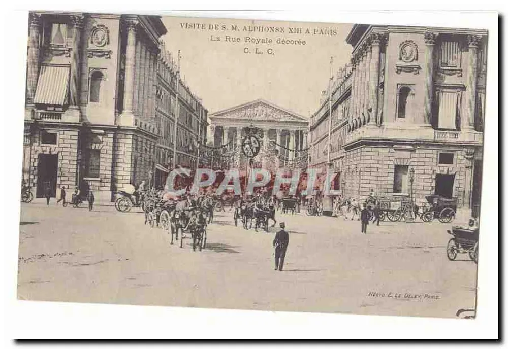 Besuch Seiner Majestät Alphonse XIII in Paris — Die dekorierte Rue Royale — Hélio E. Le Dely, Paris - Vorderseite