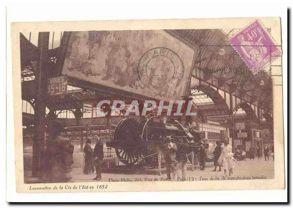 Locomotiva da Cie de l'Est em 1852 — Foto Mello, 204, Rue de Rivoli, Paris (1er) — Série 204 - Frente