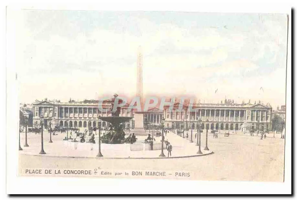 Place de la Concorde — Obelisk und Fontäne — Verlag Le Bon Marché - Paris - Vorderseite