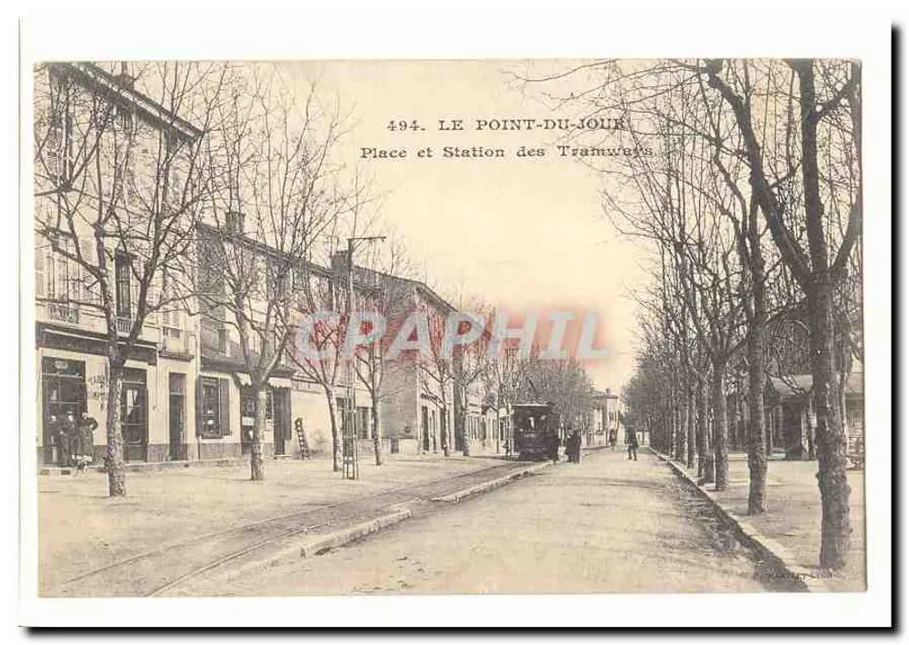 Le Point-du-Jour — Platz und Tramway-Station — Verlag Léon, n° 494 - Vorderseite