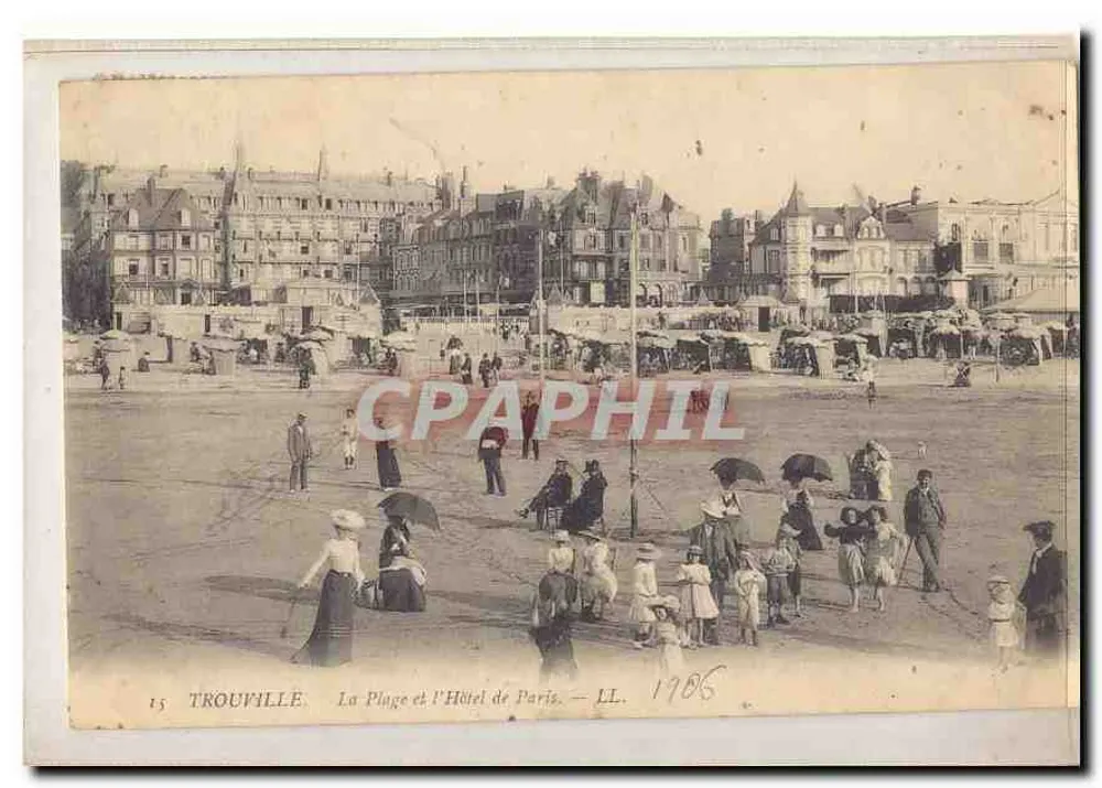 Trouville — Die Strandpromenade und das Hôtel de Paris — LL. 1906 - Vorderseite