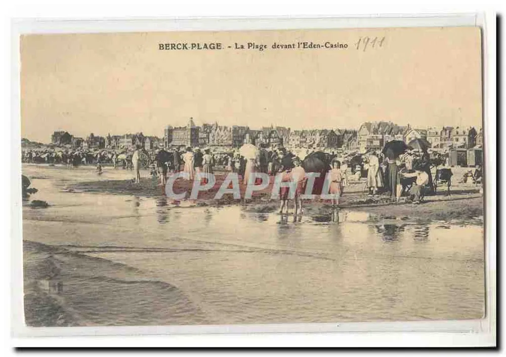 Berck-Plage - A Praia diante do Eden-Casino — 1911 - Frente