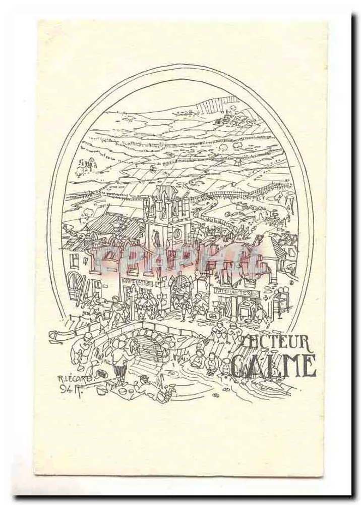 Ruhiger Leser — Panoramablick auf ein Dorf — R. Lécards, 94 - Vorderseite