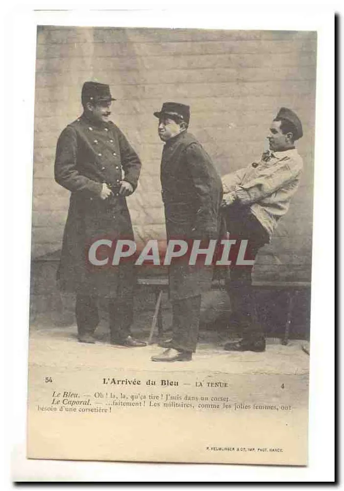 Die Ankunft des Blauen — Das Uniform — P. HELMUNER & CO., IMP. PHOT. HANCE - Vorderseite