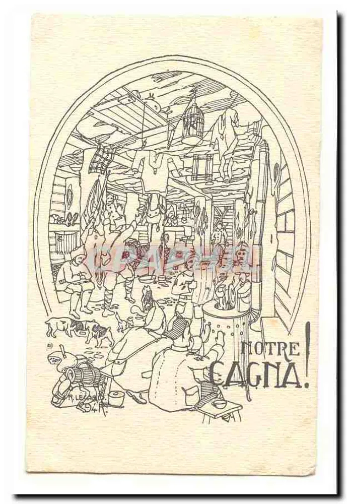 Unsere Cagna! — Humoristische Illustration — R. Lebail (unterzeichnet) - Vorderseite