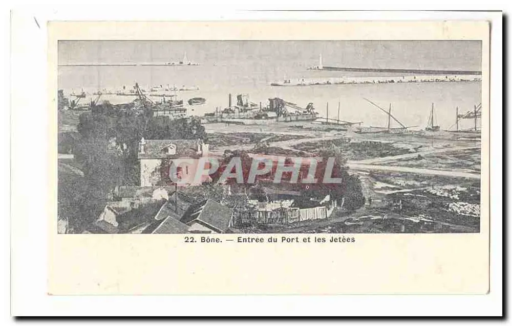 Bône — Entrada do Porto e os Muelles — Graphil - Frente