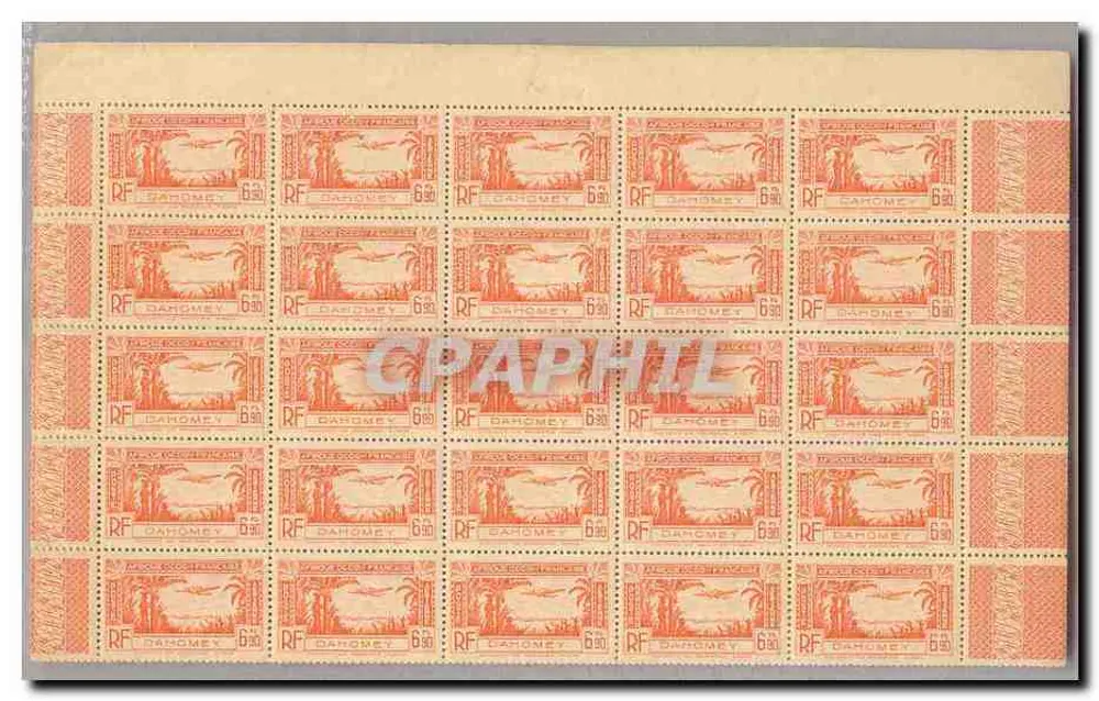 Dahomey VOLLSTÄNDIGE BLATT VON 100 TP Aéropostale 5 6f90 Orangeton Rot ** Neuwertig - Vorderseite