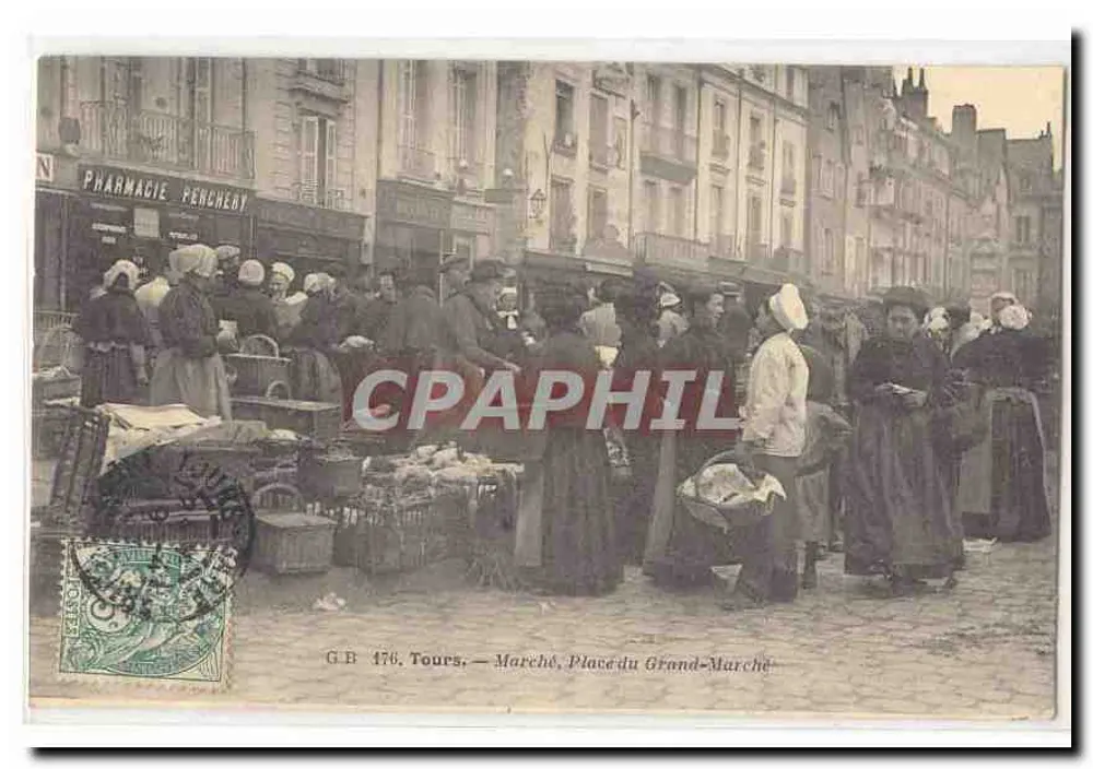 Tours — Mercado, Plaza del Grand-Marché — GB 476 - Anverso