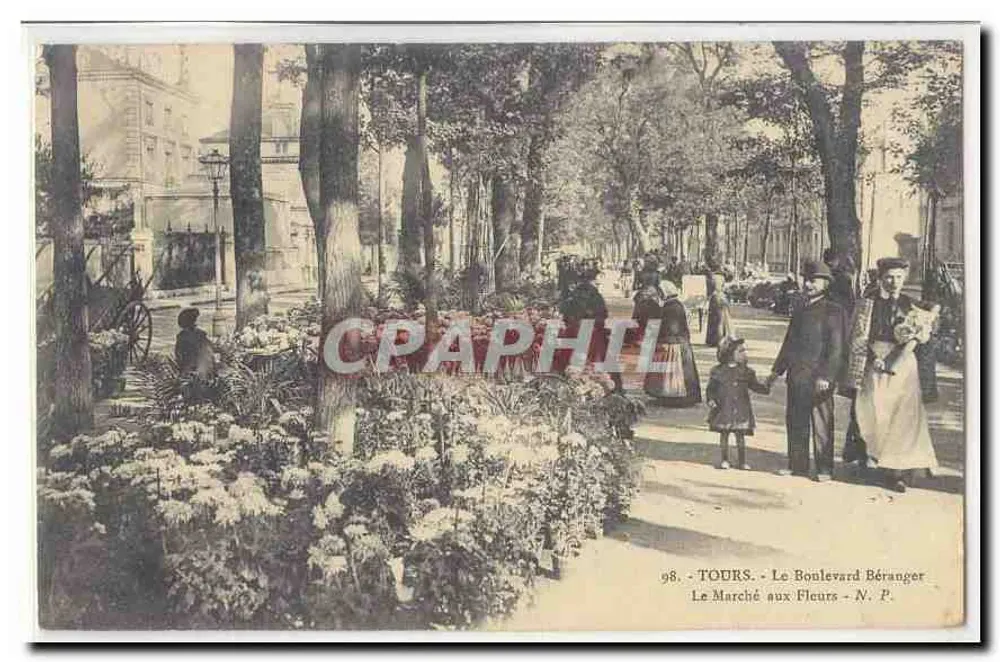 Tours - O Boulevard Béranger - O Mercado das Flores - N. P. - Frente