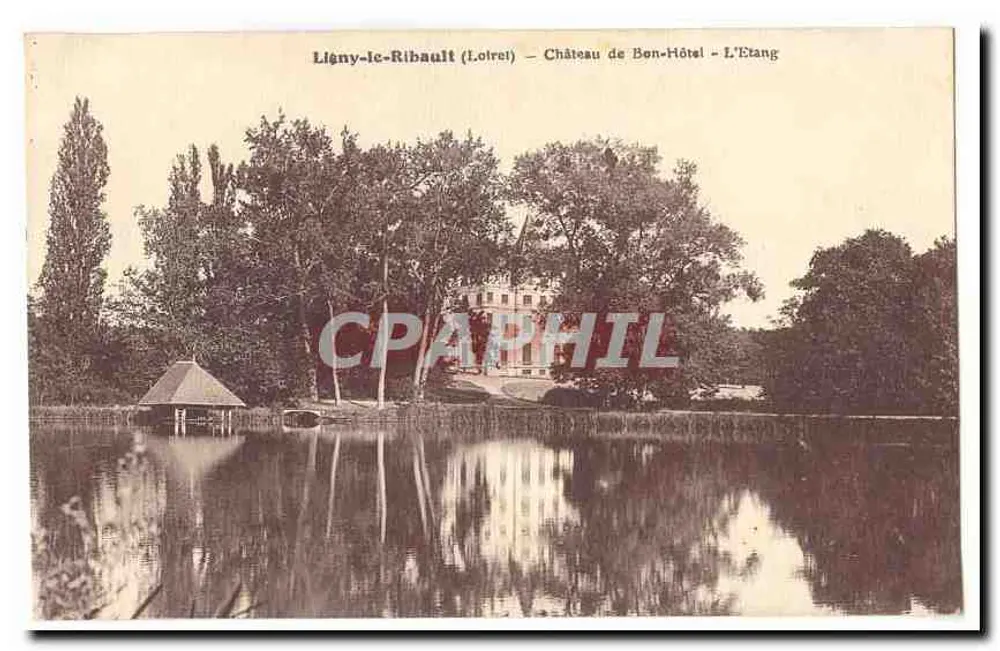 Ligny-le-Ribault (Loiret) — Schloss Bon-Hôtel — Der Teich - Vorderseite
