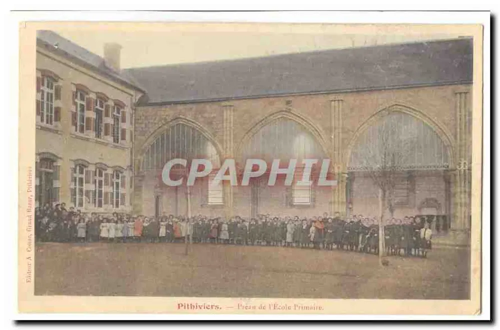 Pithiviers — Prédio da Escola Primária — Editor A. Bonne, Grand Bazar, Pithiviers - Frente