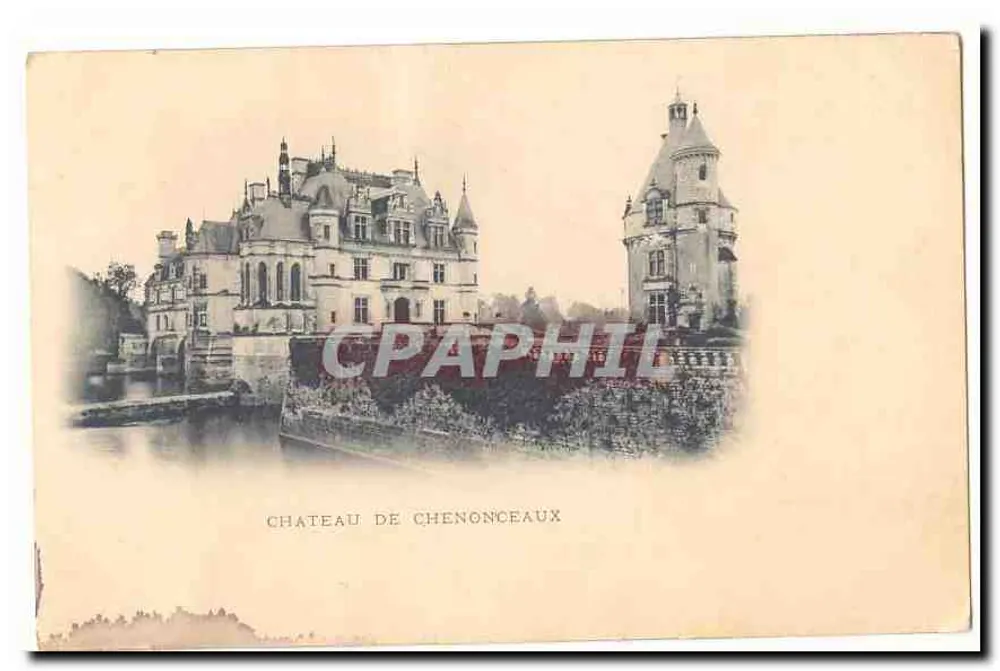 Castelo de Chenonceaux — vista do castelo sobre o rio Loire — editor não identificado - Frente