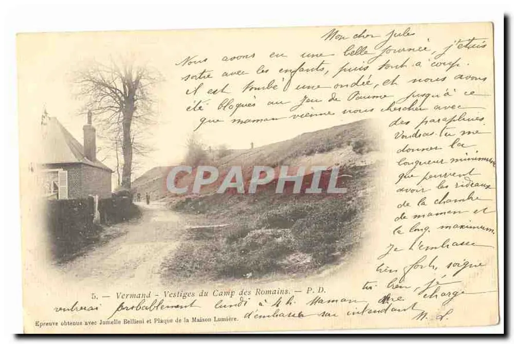 Vermand — Überreste des römischen Lagers — P.D. — Druck mit Jomelle Bollien und Platte der Maison Lumière - Vorderseite