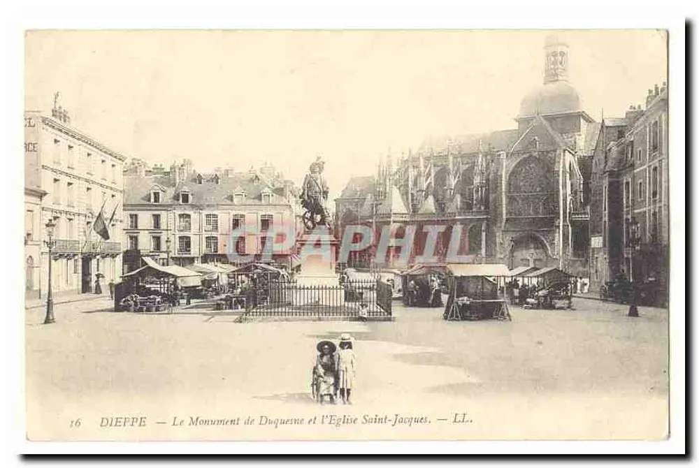 Dieppe — Der Duquesne-Monument und die Kirche Saint-Jacques — LL. - Vorderseite