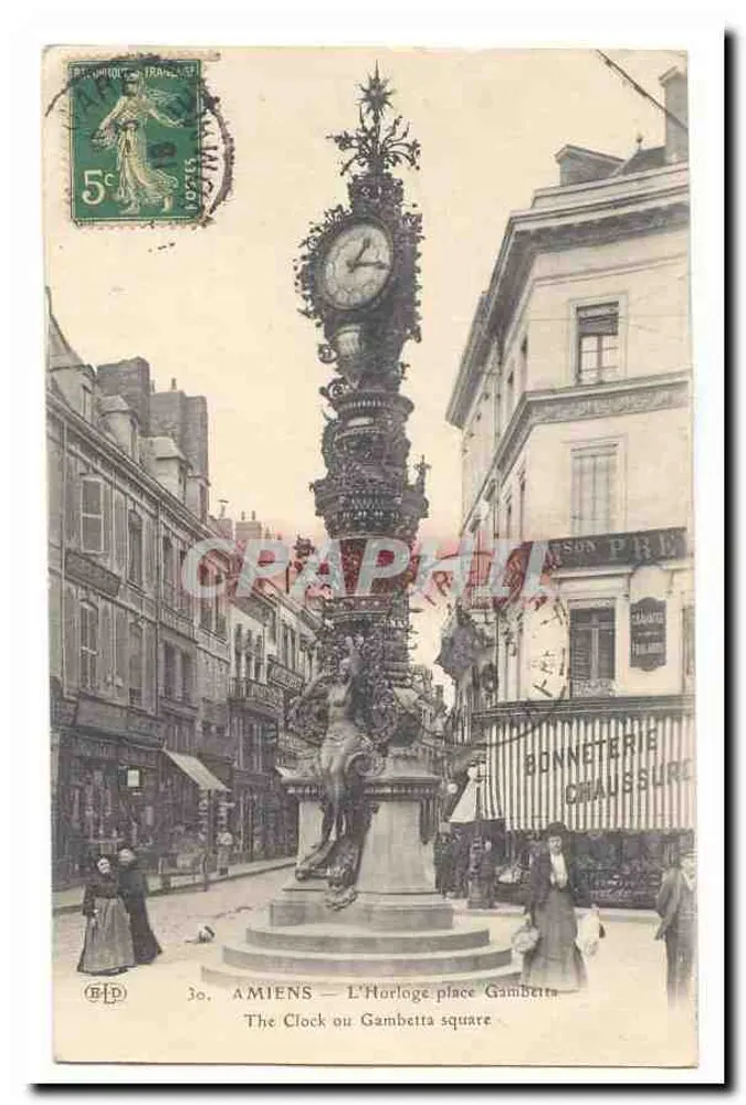 Amiens — Die Uhr auf dem Gambetta-Platz — Verlag B.D. n°30 - Vorderseite