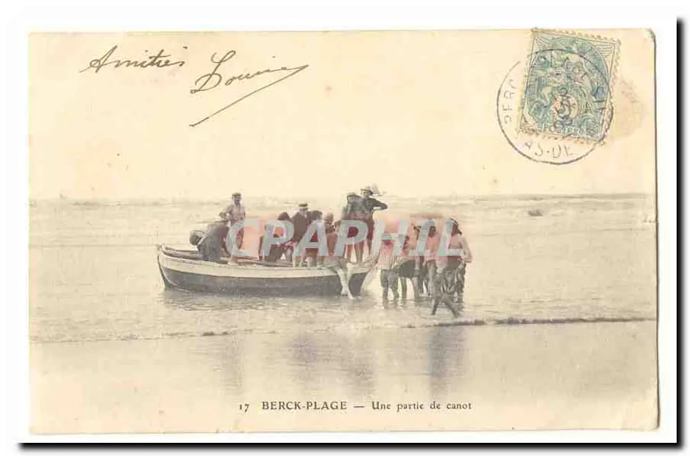 Berck-Plage — Uma partida de canoa — editor não identificado, n° de série 17 - Frente