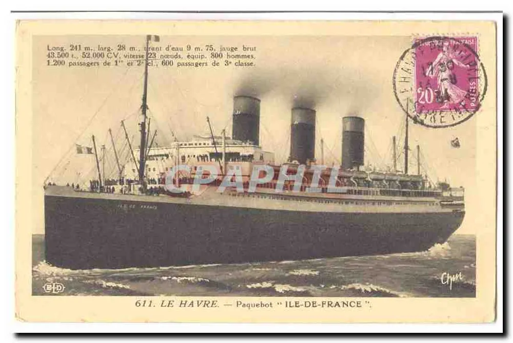 Le Havre — Dampfschiff "Ile-de-France" — n° 611 - Vorderseite