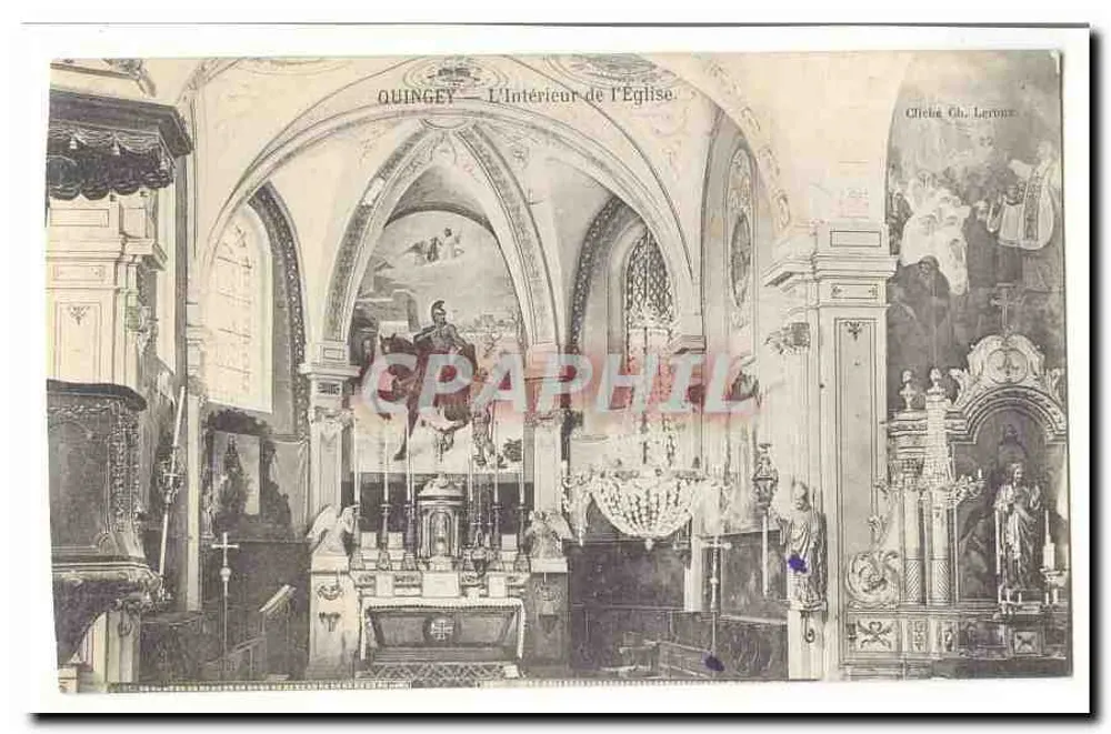 Quingey — O Interior da Igreja — Cliché Ch. Leroux - Frente