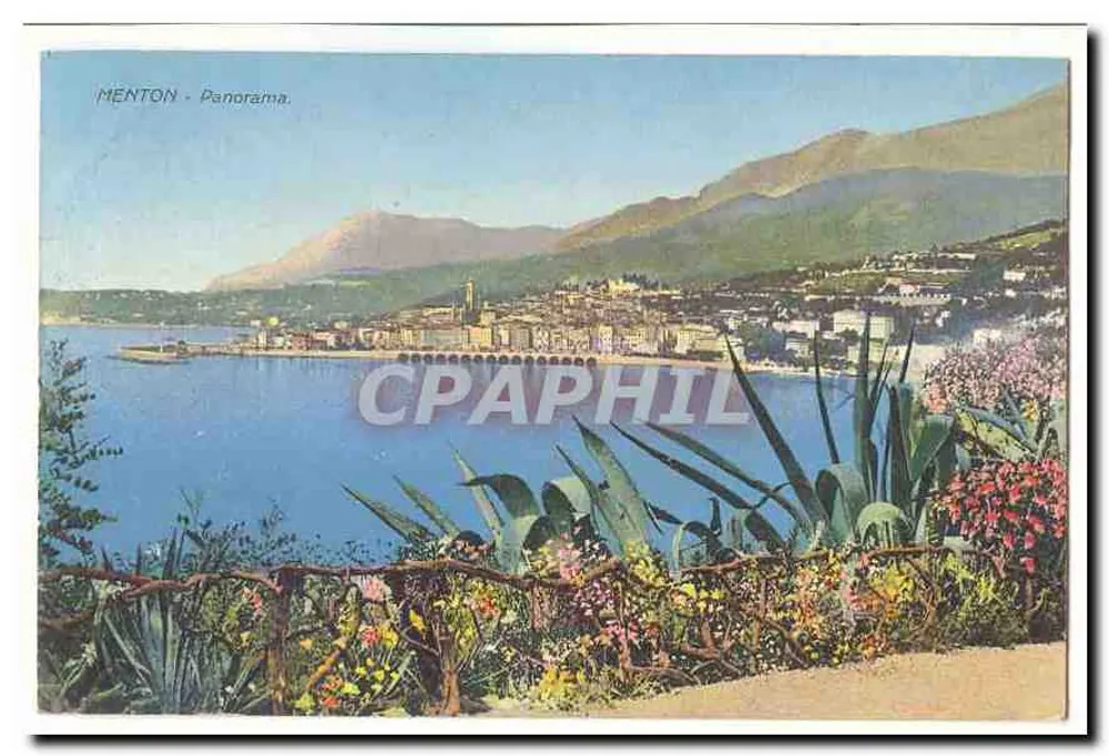 Menton - Panorama — vista da baía e das montanhas — editor não identificado - Frente