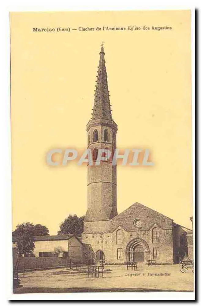 Marciac (Gers) — Turm der alten Augustinerkirche — Papeterie Bar - Vorderseite