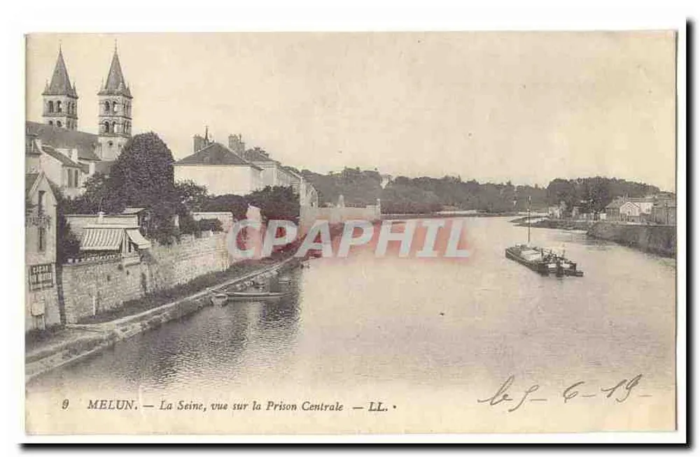 Melun — Die Seine, Ansicht der Zentralgefängnis — LL. - Vorderseite