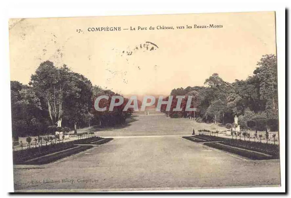 Compiègne — O Parque do Castelo, em direção aos Beaux-Monts — Édit. Lambort Henry, Compiegne - Frente