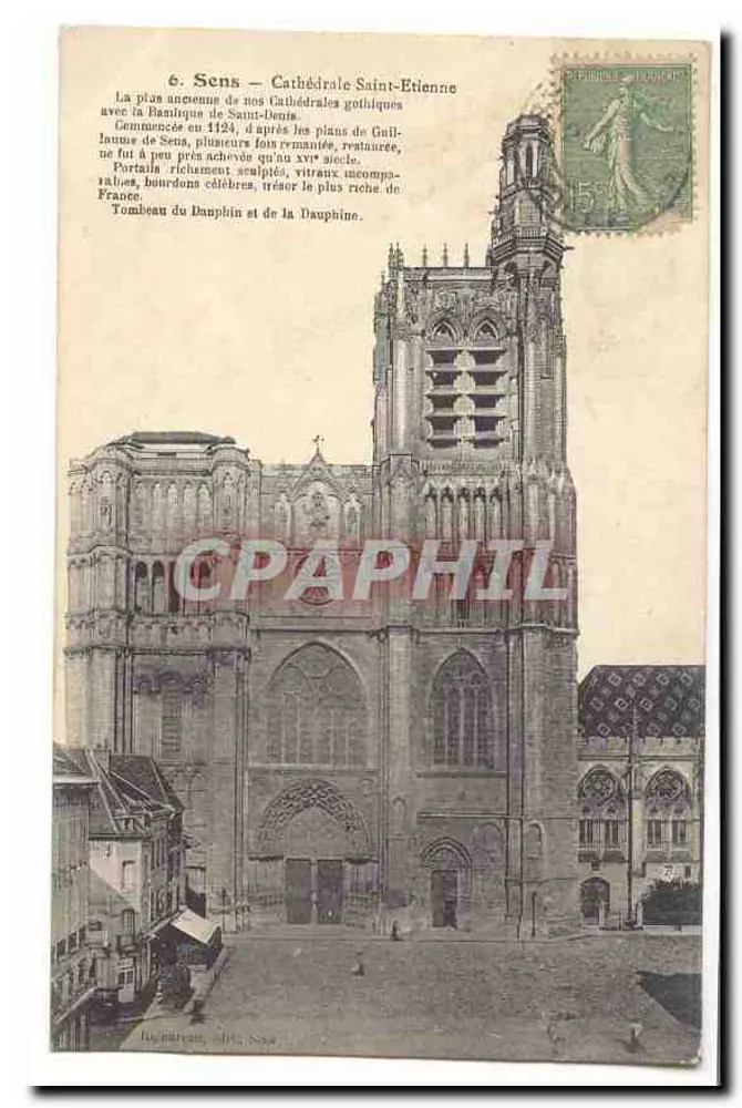 Sens — Catedral de São Etienne — A mais antiga das catedrais góticas com a Basílica de São Denís - Frente