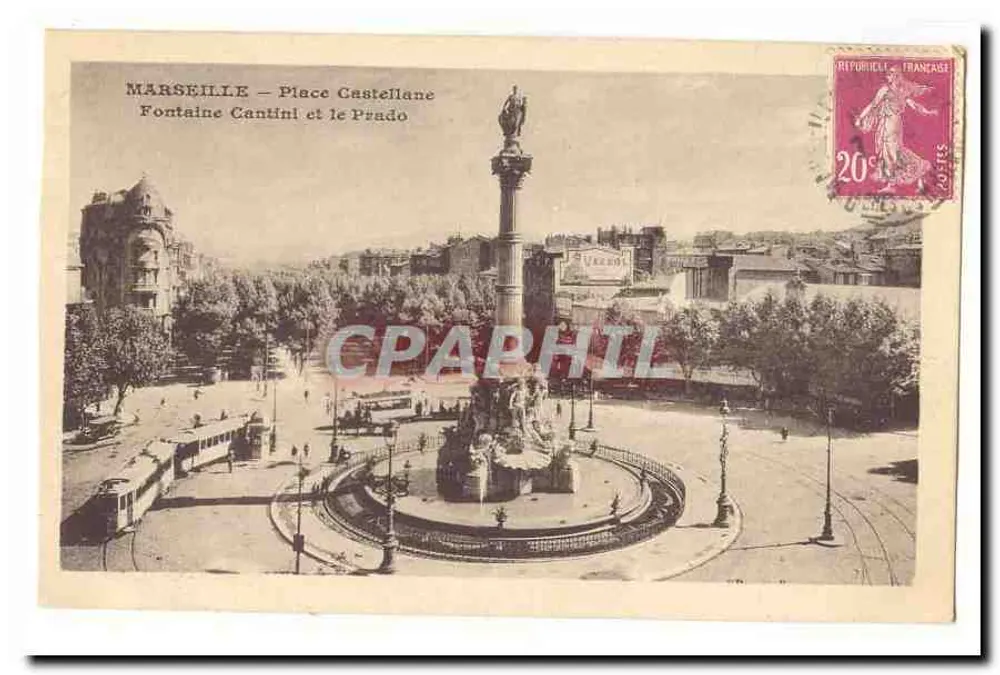 Marseille — Place Castellane, Fontaine Cantini et le Prado - Vorderseite