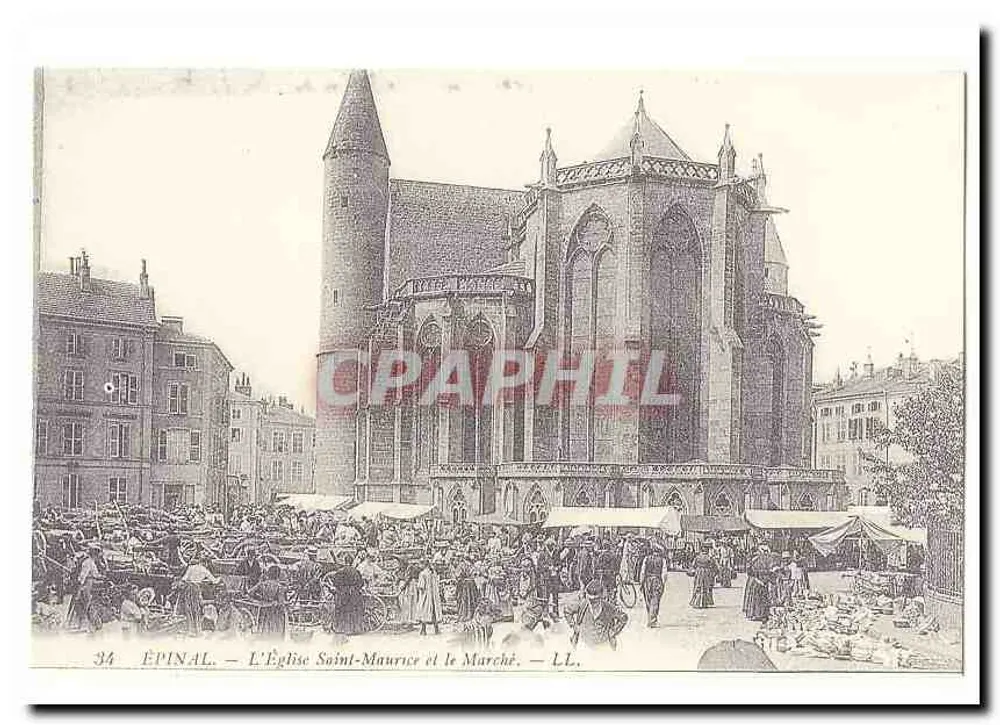 Épinal — A Igreja de São Maurício e o Mercado — LL. - Frente