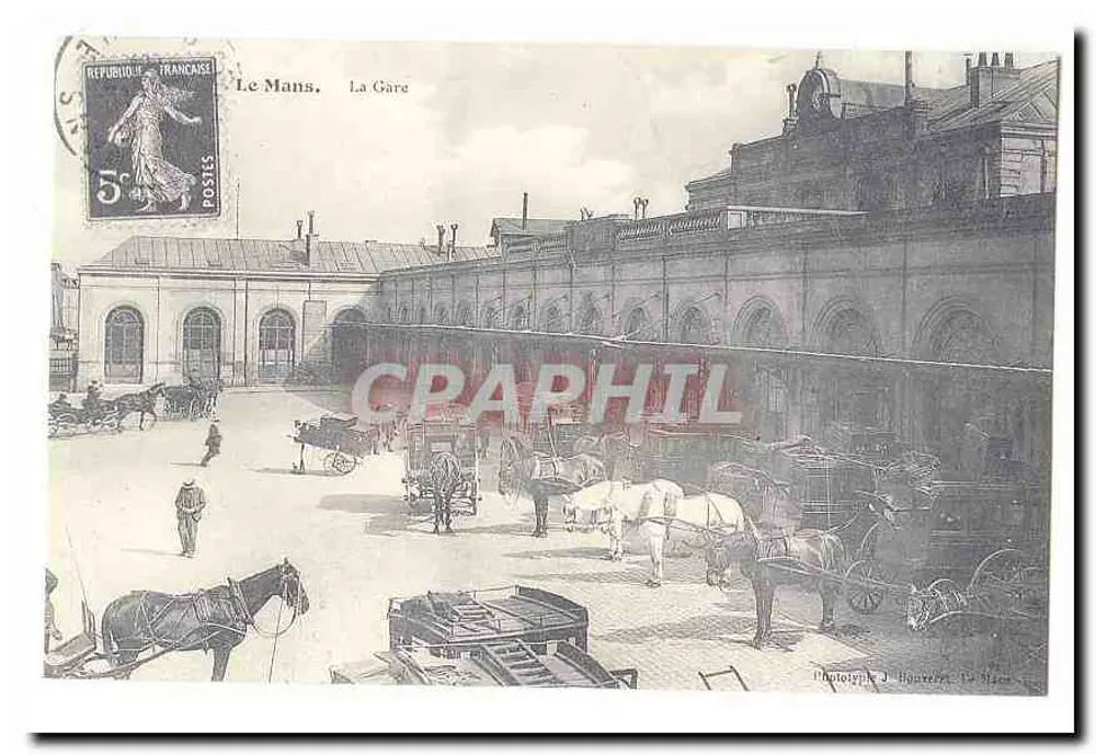 Le Mans, A Estação — Fototipia J. Houret, Le Mans - Frente