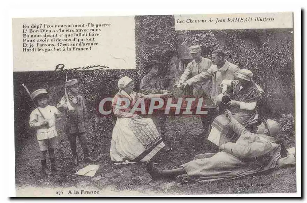 Kriegsszene — Soldaten und Zivilisten — Illustrierte Lieder von Jean RAMEAU, Nr. 275 - Vorderseite