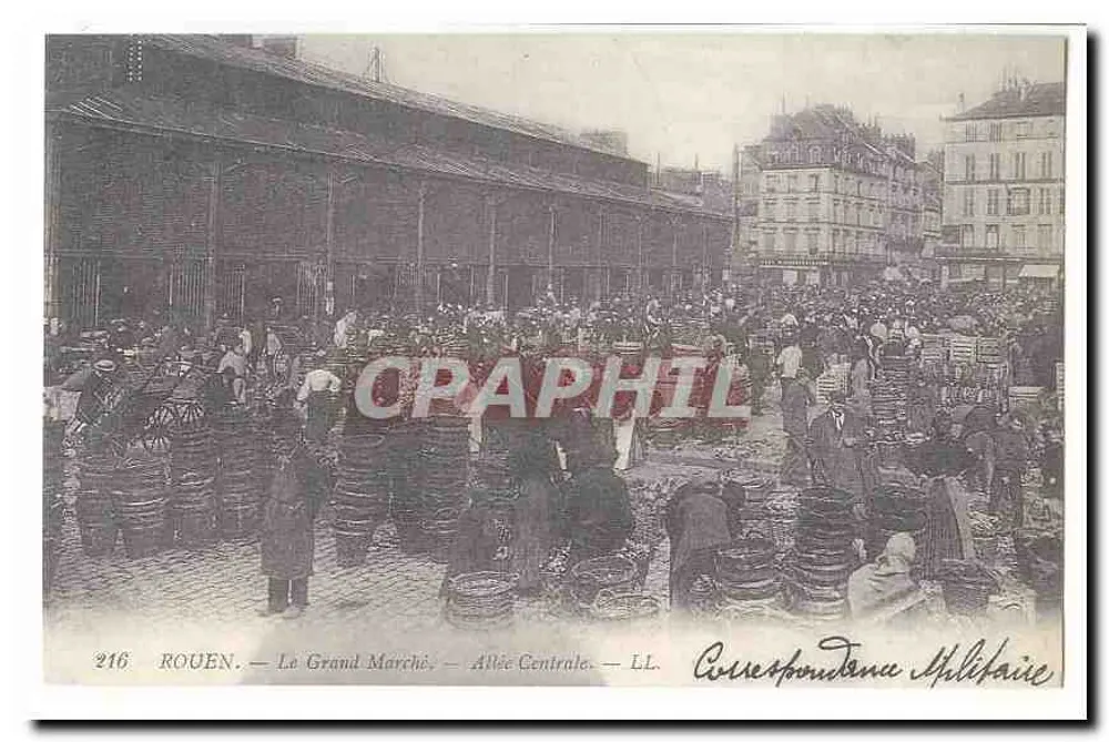 Rouen — Der Große Markt — Mittelgang — LL — Militärkorrespondenz - Vorderseite