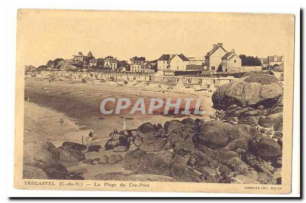 TREGASTEL (C.-du-N.) — La Playa del Coz-Pors — COMBIER IMP. MACON - Anverso