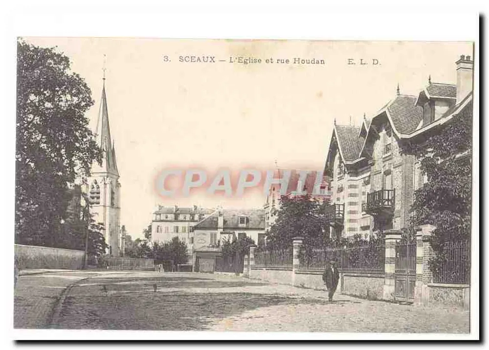 Sceaux — A Igreja e a Rue Houdan — E. L. D. - Frente