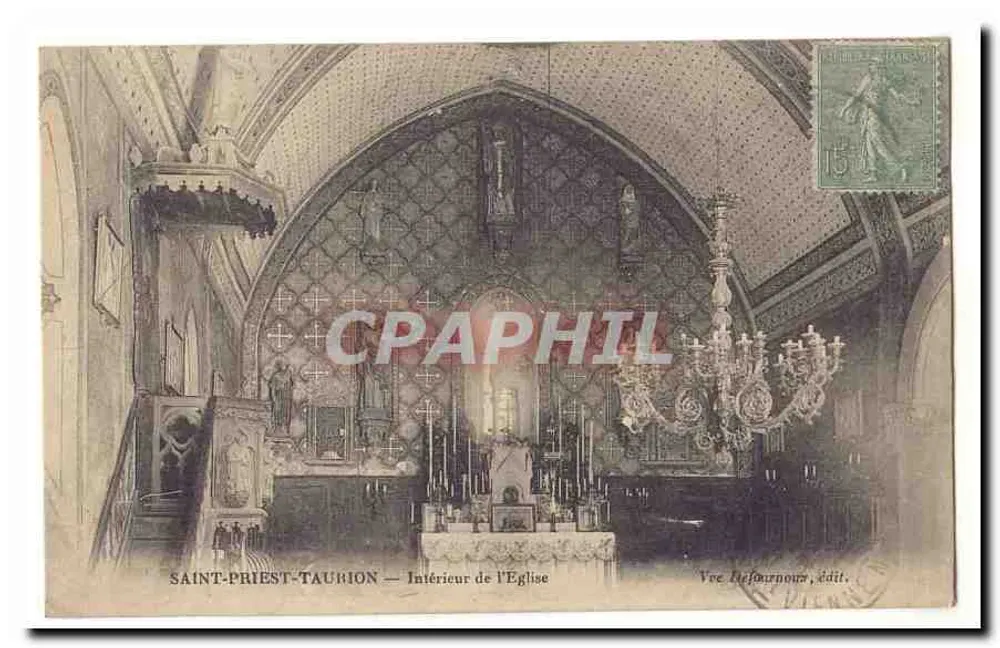 Saint-Priest-Tauimon — Interior de la Iglesia — Vve Lefebvroun, editor - Anverso