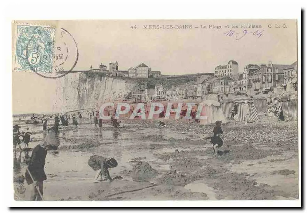 Mers-les-Bains — La Plage et les Falaises — C. L. C. n°44 - Recto
