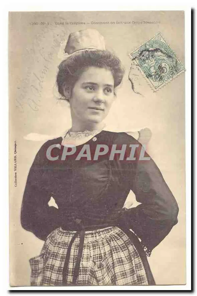 Frau im traditionellen Kleid — Wie man eine Bretonische Grappe macht — Collection VILLARD, Quimper, N° 1 - Vorderseite