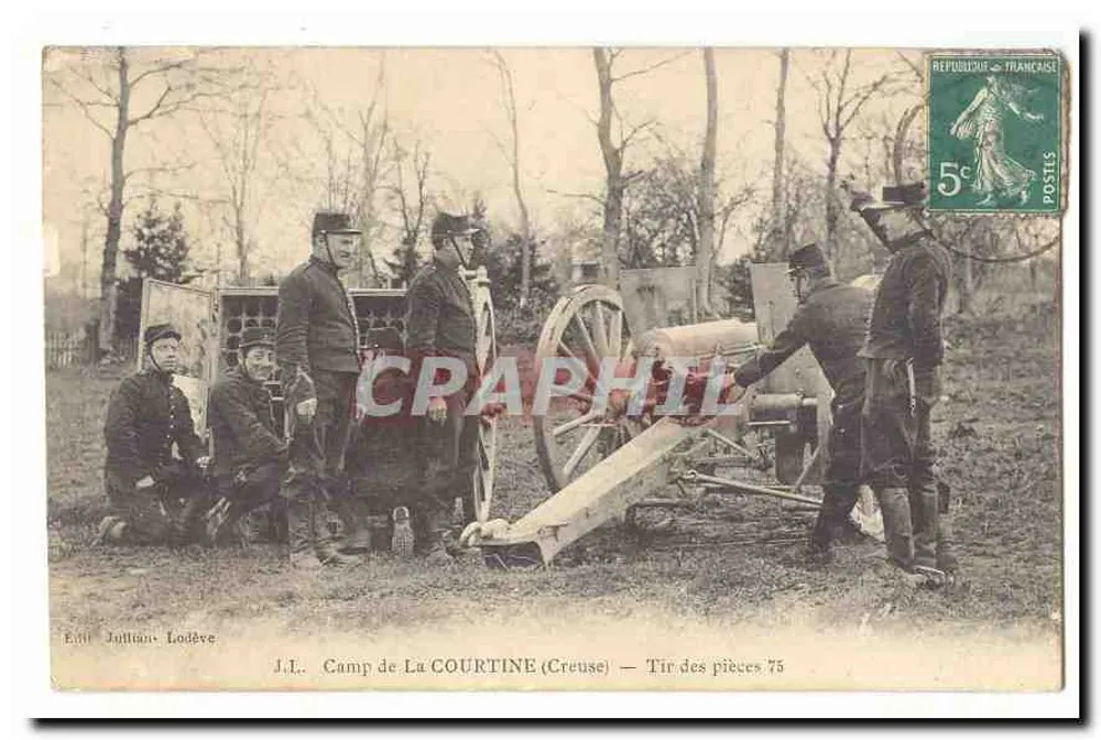 Camp de La COURTINE (Creuse) — Schuss der 75er Geschütze — Verlag Jullion-Lodève - Vorderseite