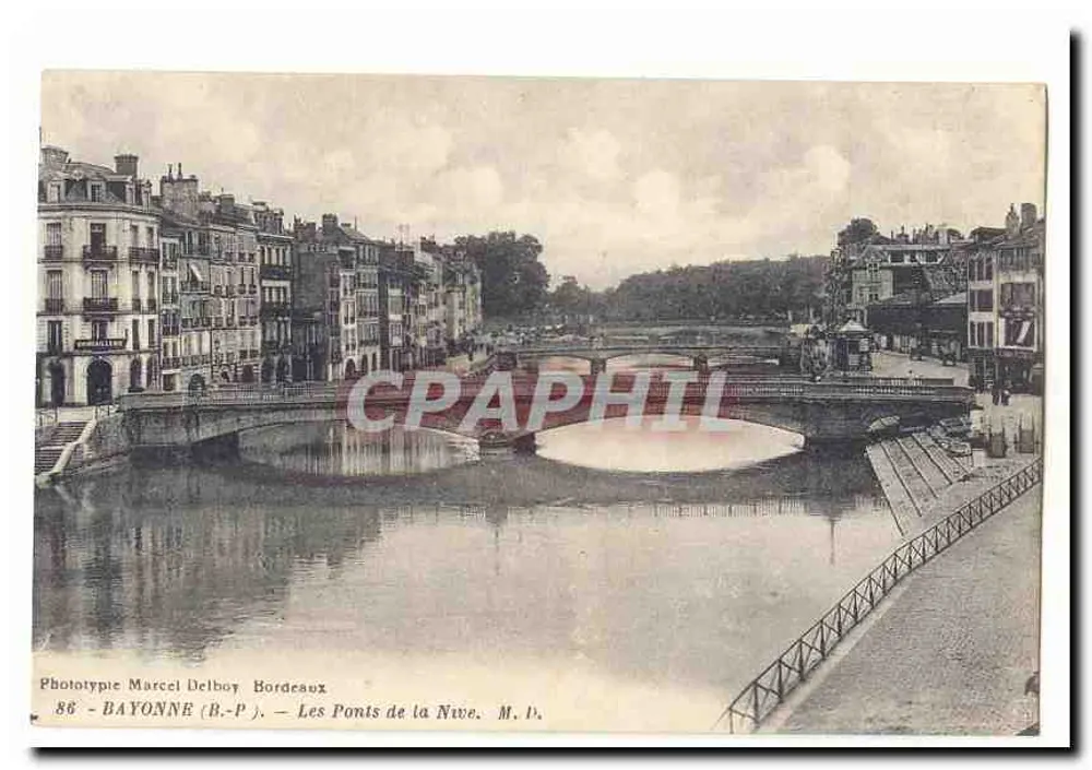 BAYONNE — Os Pontes da Nive — Fototipia Marcel Delbou, Bordeaux - Frente