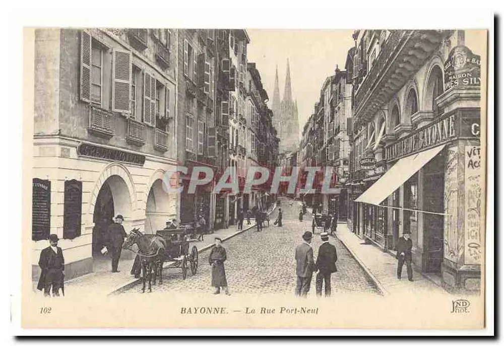 BAYONNE — Ansicht der Port-Neuf-Straße — Verlag JND, Nr. 102 - Vorderseite