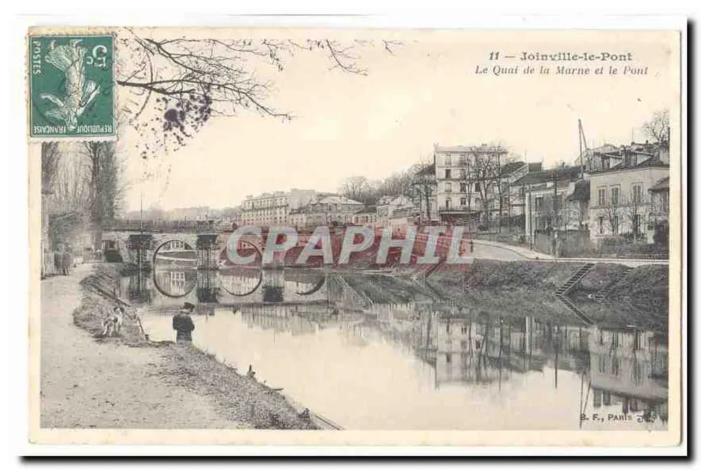Joinville-le-Pont — Der Marne-Uferweg und die Brücke — B. F., Paris - Vorderseite