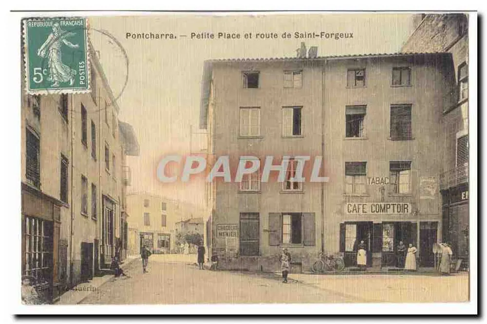 Pontecharra — Piccola Piazza e strada per Saint-Forgeux — Editore: Guérin - Recto