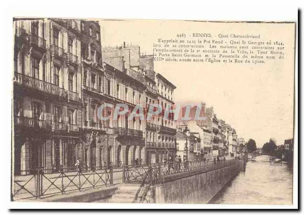 Rennes - Quai Chateaubriand — vista histórica com inscrição nos edifícios - Frente